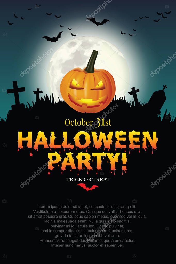 Halloween party poster with Pumpkin ghost.
