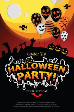 Mutlu Cadılar Bayramı şenlikli soyut arka plan, Korkunç hava balonları.