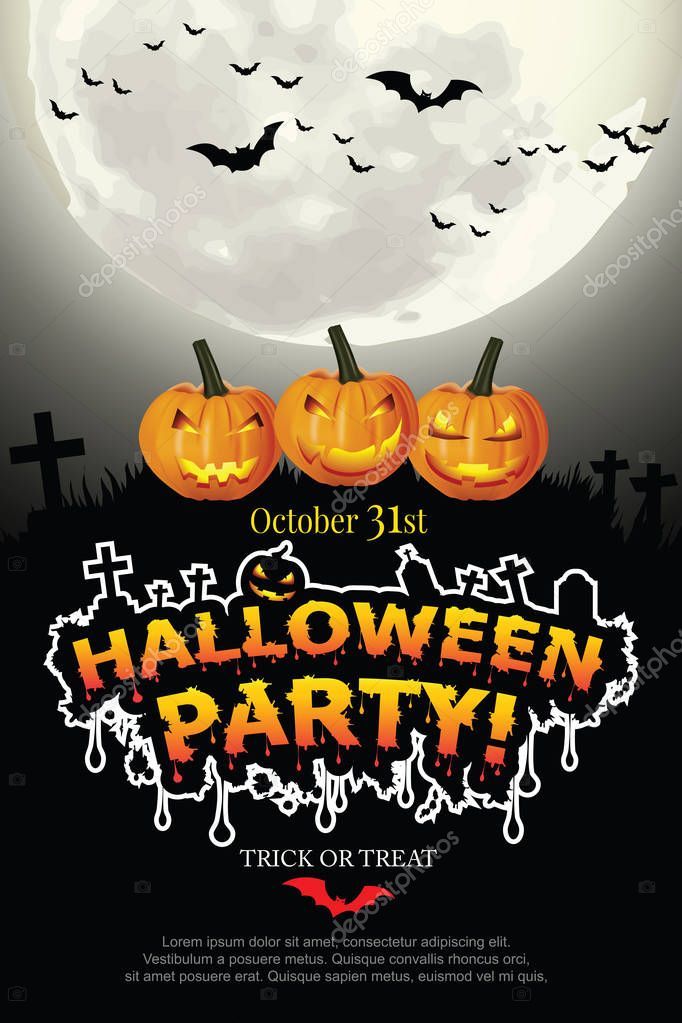 Halloween party poster with Pumpkin ghost. illustrator Vector Eps 10
