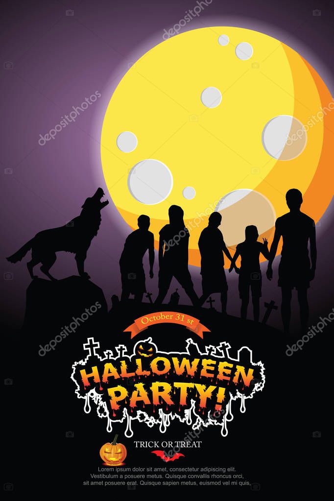 Ghost Hand And Zombies Appeared On The Full Moon Night Illustrator Vector Eps 10 Premium Vector In Adobe Illustrator Ai Ai Format Encapsulated Postscript Eps Eps Format