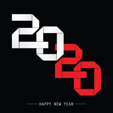 Mutlu Yıllar 2020 Metin Tasarımı. Vektör Eps 10