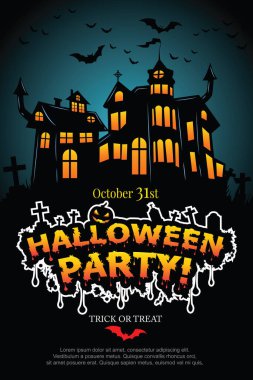 Lanetli kaleli Cadılar Bayramı partisi posteri. Çizer Vektör Eps 10