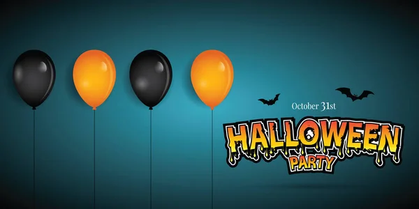 Fröhliche Halloween Party Banner Mit Luftballons Dekoration Illustrator Vector Eps — Stockvektor