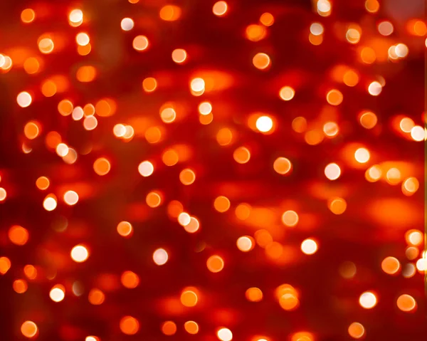 Röd Gnistrande Bakgrund Gyllene Julbelysning Ljusa Konfetti Glitter Festlig Jul — Stockfoto