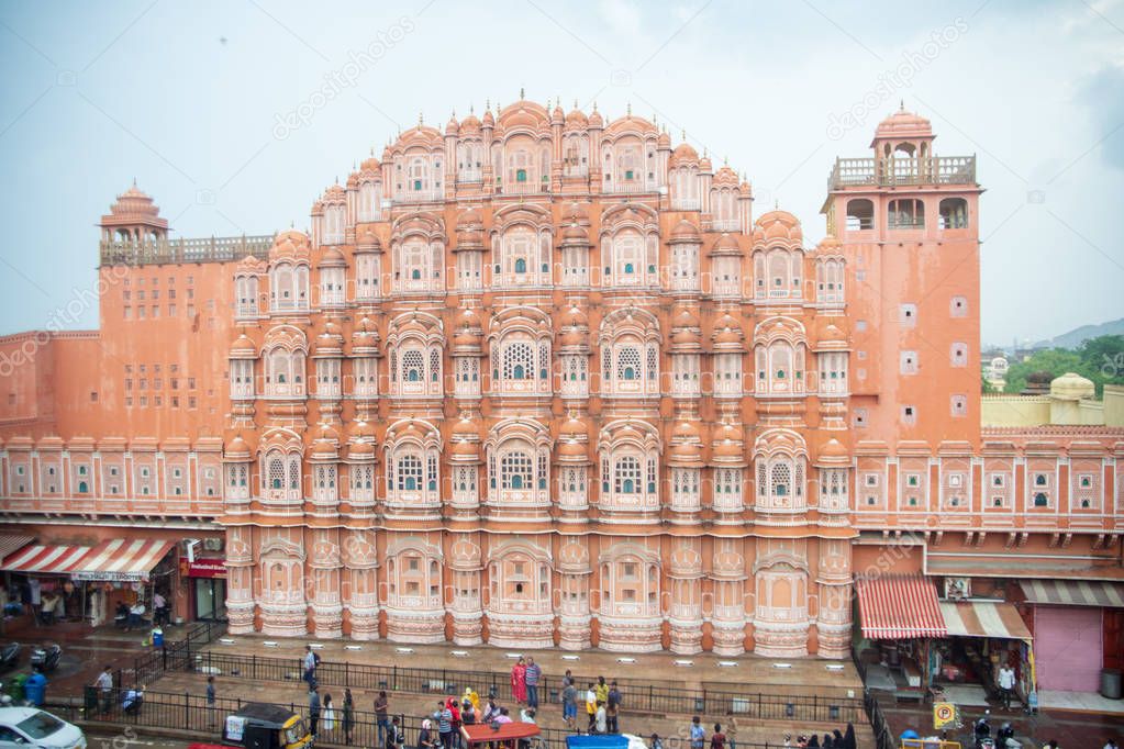 Hawa Mahal famous traditional colorful building in jaipur