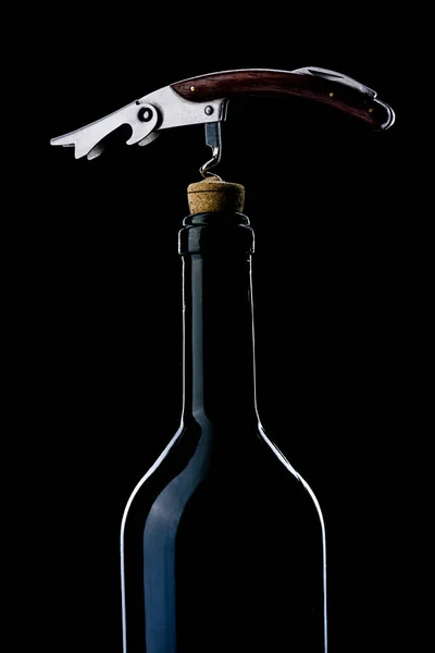 Botella Vino Sacacorchos —  Fotos de Stock