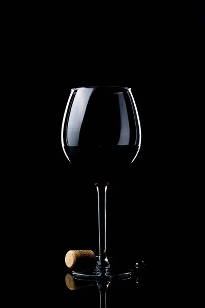 Verre Vin Rouge Sur Fond Noir — Photo