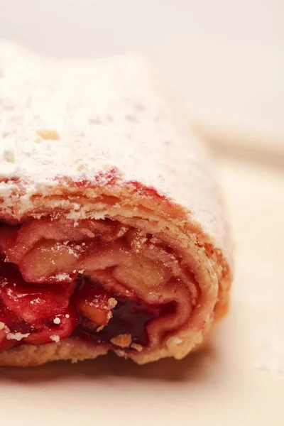 Freshly baked strudel with cherry and Apple. Cherry strudel. Apple strudel. Fresh pastry