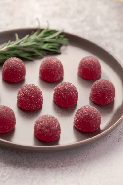 Berry Marmeláda Červená Kulatá Marmeláda Talíři Marmeláda Bez Cukru Stock Fotografie