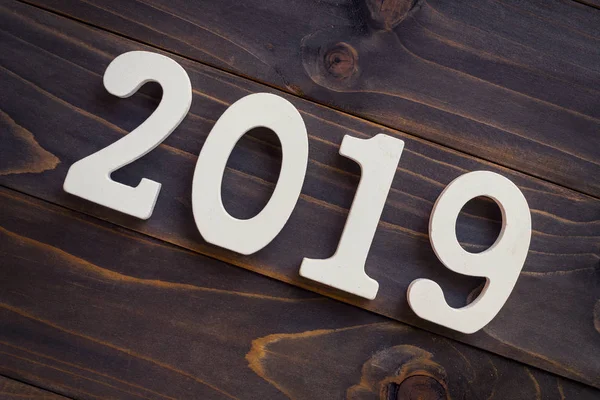 New Year Concept Number 2019 New Year Wooden Table Vintage — Stock Photo, Image