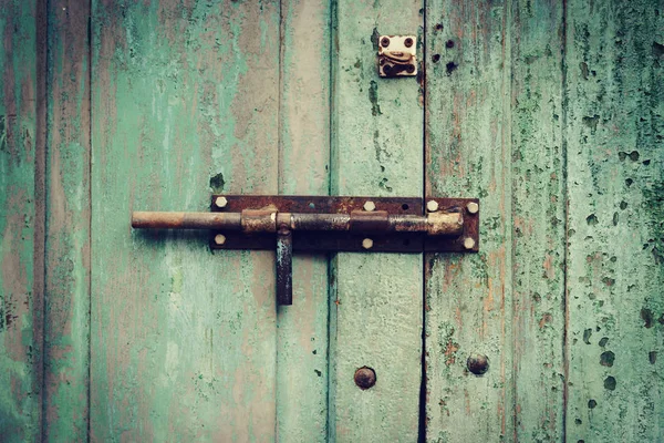 Grunge Green Wooden Door Knob Background Texture — Stock Photo, Image