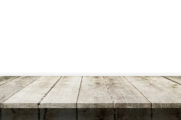Leerer Holztisch Auf Isoliertem Weißem Hintergrund Mit Displaymontage Für Produkt — Stockfoto