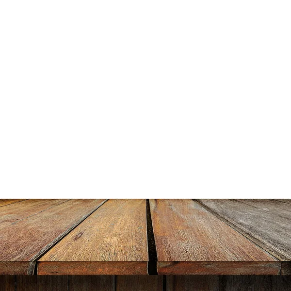 Prázdnou Dřevěný Stůl Izolované Bílá Zázemí — Stock fotografie