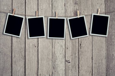 Ahşap arka plan ve doku dikey beş an fotoğraf, Vintage tonda.