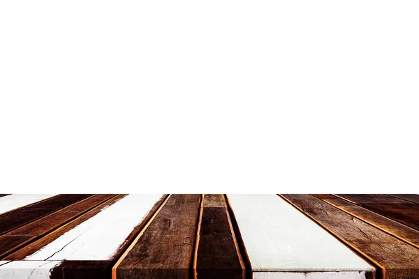 Empty Wooden Table Top Isolated White Template Mock Display Product — Stock Photo, Image