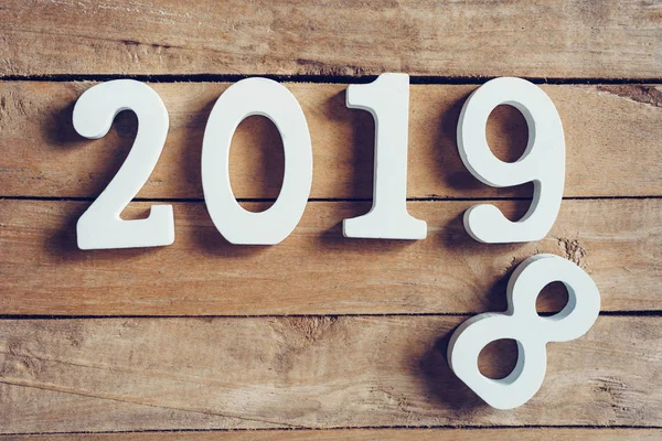 New Year 2019 Word Wooden Table New Year Concept — Stock Photo, Image