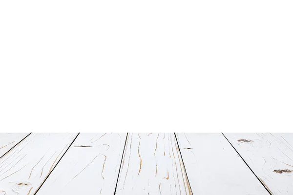 Weiße Holztischfarbe Auf Isoliertem Weißem Hintergrund — Stockfoto