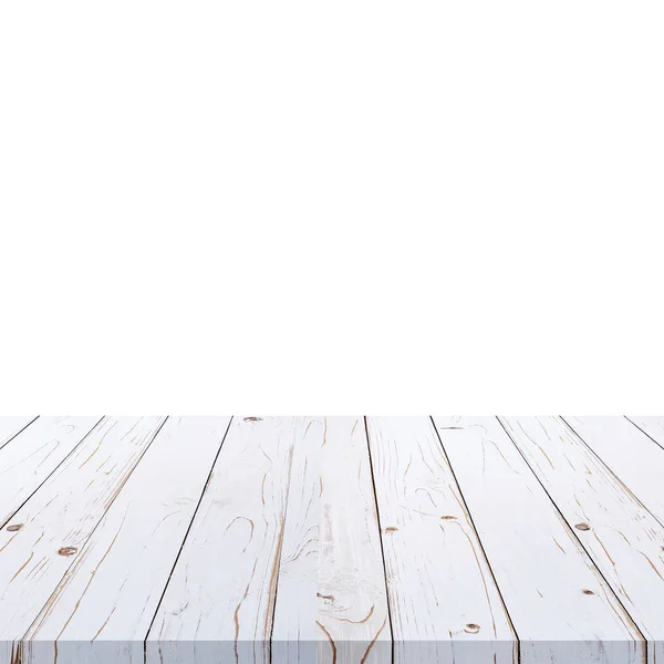 Bílý Dřevěný Stůl Barvy Izolaci Bílé Pozadí — Stock fotografie