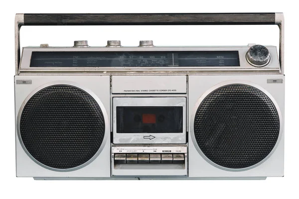 Vintage Stereo Auf Isoliertem Weiß Mit Clipping Pfad — Stockfoto