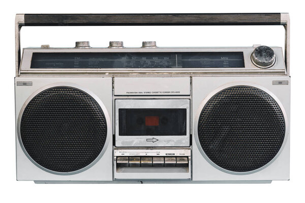 Vintage stereo on isolated white with clipping path.