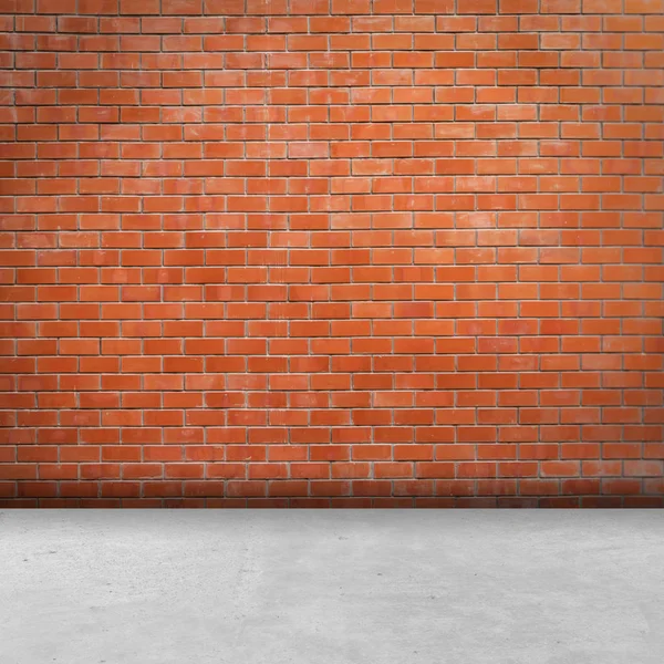Sala de pared de ladrillo y fondo de piso y textura con espacio de copia — Foto de Stock