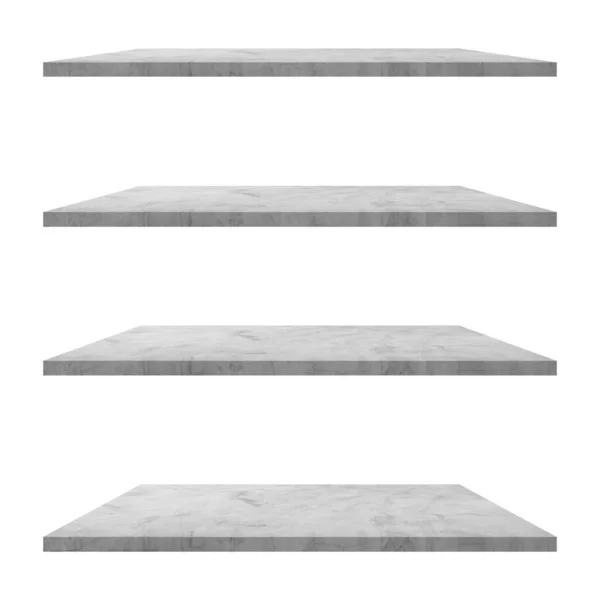 Concrete Shelves Table Isolated White Background Display Montage Product — Stock Photo, Image