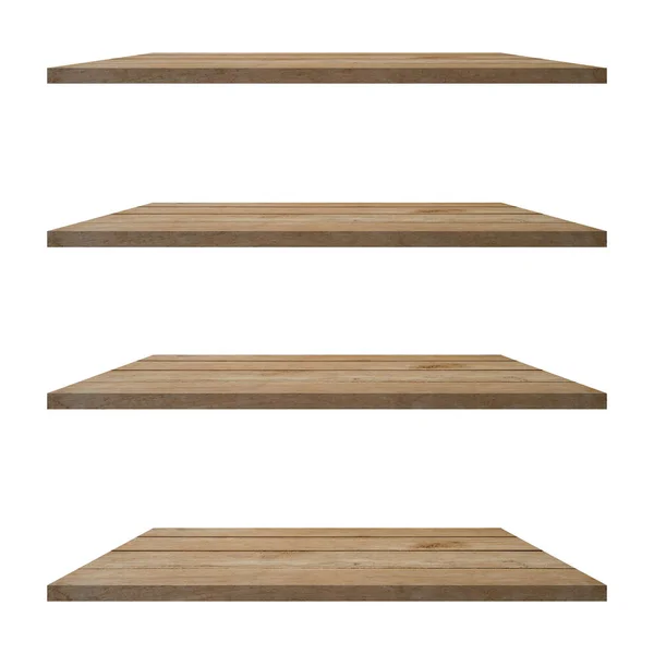 Houten Planken Tafel Geïsoleerd Witte Achtergrond Display Montage Voor Product — Stockfoto