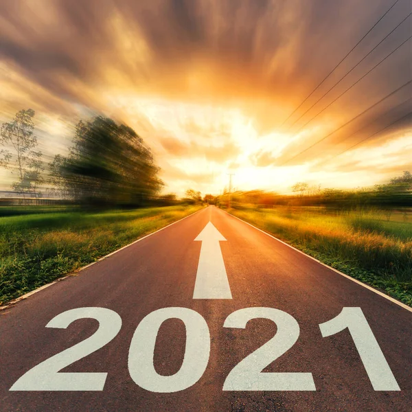 Neujahrskonzept Leere Asphaltstraße Und Neujahr 2021 — Stockfoto