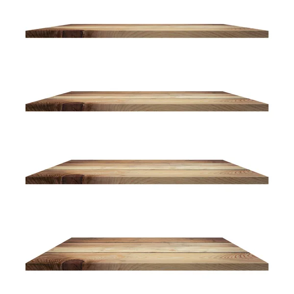 Houten Planken Tafel Geïsoleerd Witte Achtergrond Display Montage Voor Product — Stockfoto