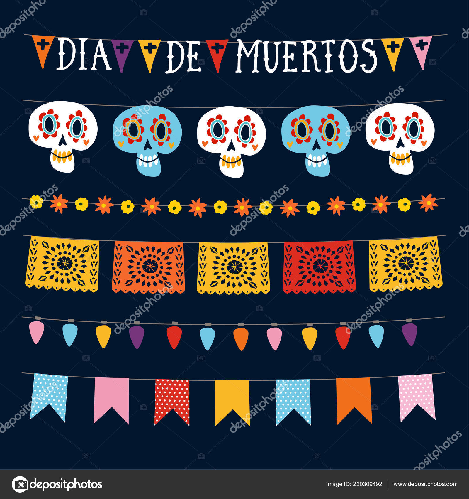 Набор Гирлянд "Dia De Los Muertos", "Мексиканский День Мёртвых" С.
