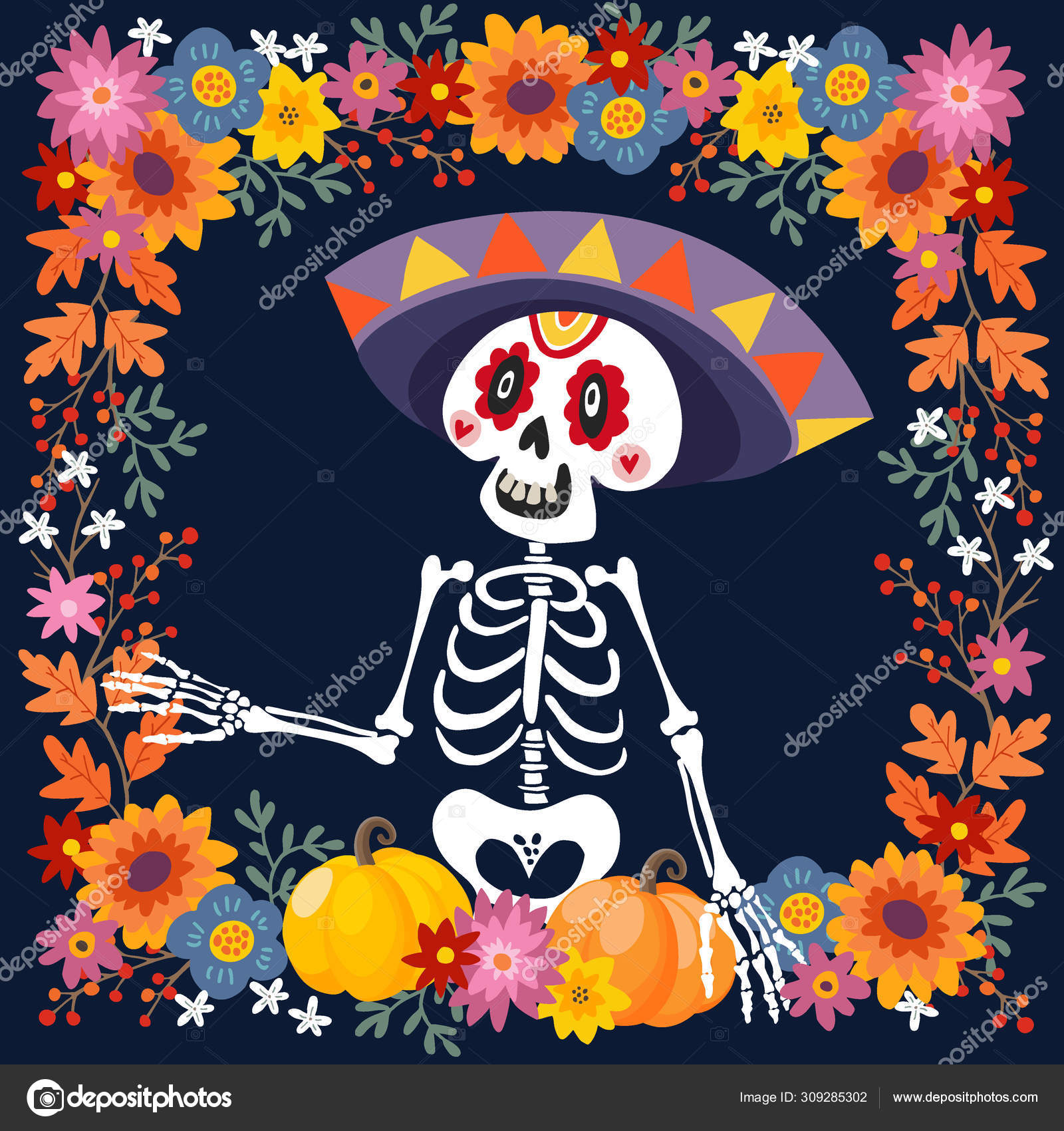 Dia De Los Muertos Flowers Clipart