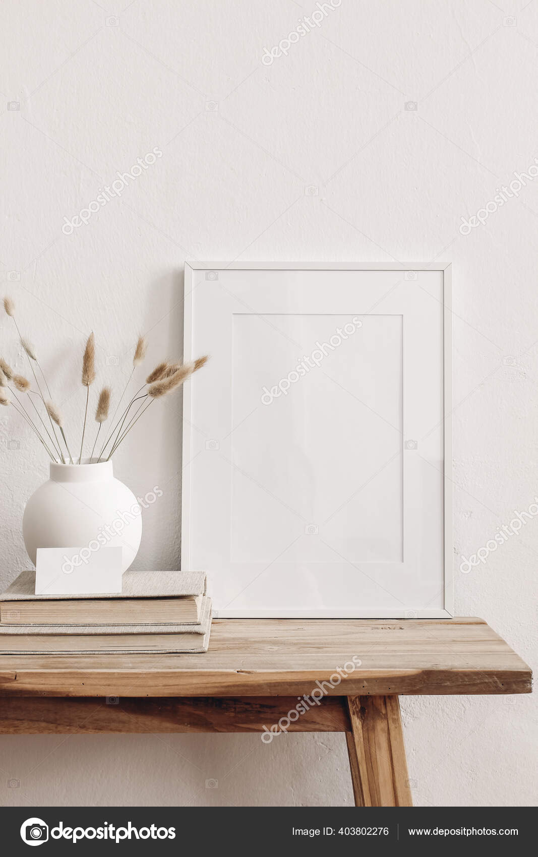 horizontal and vertical white frame mockup collection wooden desk mockup