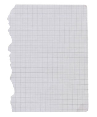 Kopmuş dizüstü bilgisayar sayfası şablonu şeffaf arkaplanda izole edildi. Yırtılmış yırtık kenar. Boş kâğıt maketi. Yazma, notlar, okul, mesaj konsepti. Grafik nesneyi kes