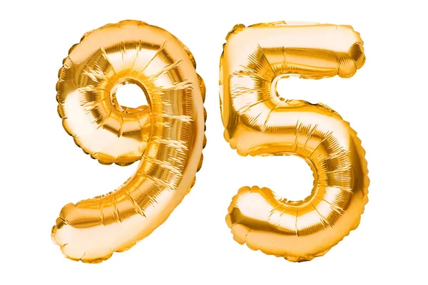 Number Ninety Five Made Golden Inflatable Balloons Isolated White Helium — Stock Photo, Image