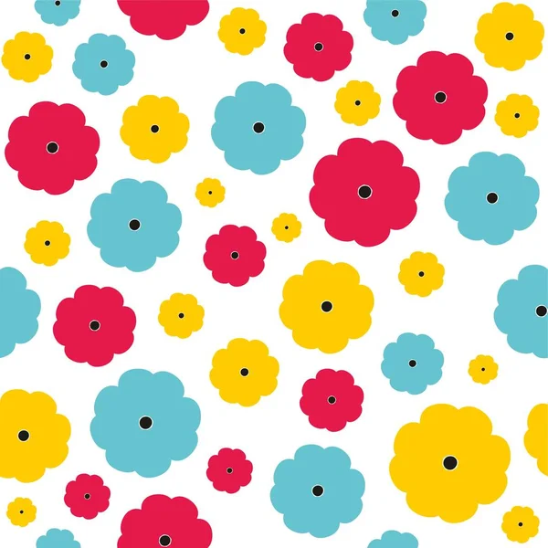 Dikişsiz çiçek deseni. Vektör dikişsiz desen. Dikişsiz renk çiçekler vektör deseni. Pembe çiçekler, yeşil yaprakları ve yaprakları ile arka plan vektör. 