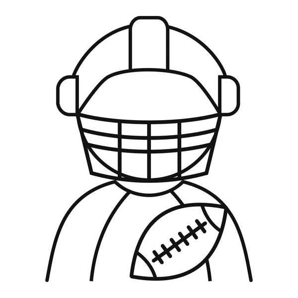 American football avatar player vector illustration in black and white. — Stock Vector