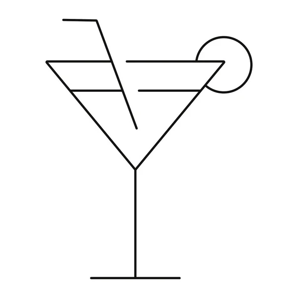 Cóctel servido en una copa triangular de martini. Ilustración vectorial en blanco y negro . — Vector de stock