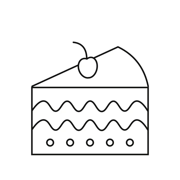 Illustrazione vettoriale fetta torta dessert in bianco e nero . — Vettoriale Stock