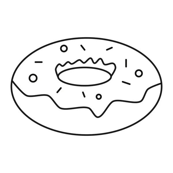 Chocolade donut met chips vector illustratie in zwart-wit. — Stockvector