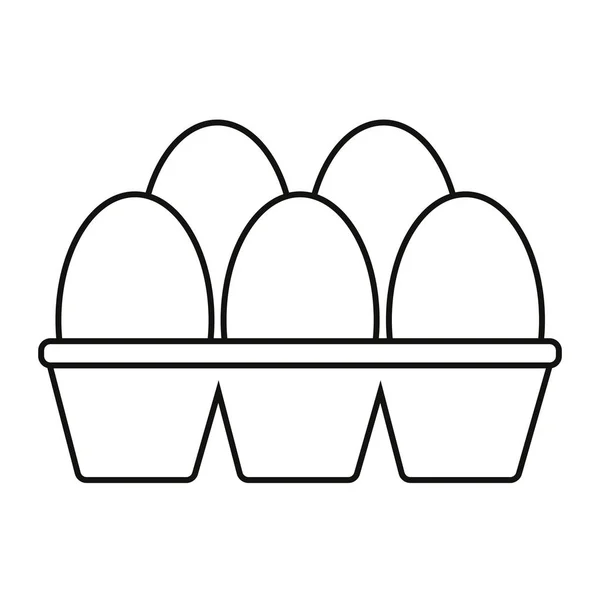 Eggs in their shell and cardboard container vector illustration in black and white. — Stock Vector