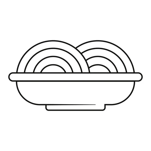 Asiatico noddles zuppa vettore illustrazione in bianco e nero . — Vettoriale Stock