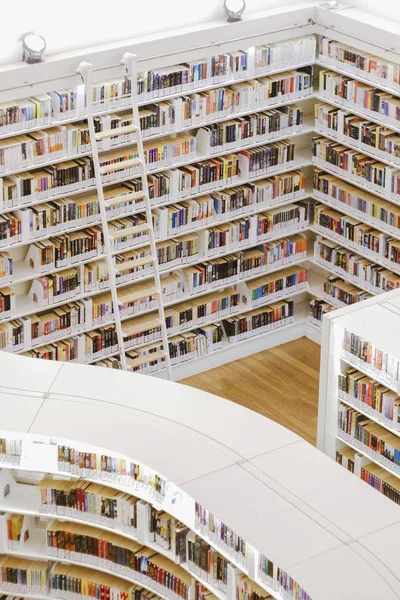 Läsare Bland Bokhyllor Nationalbiblioteket Orchard Singapore Det Sägs Att När — Stockfoto