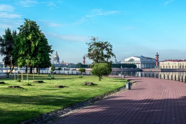 Sabahın erken saatlerinde Tavşan Adası 'nda yollar ve yeşillikler