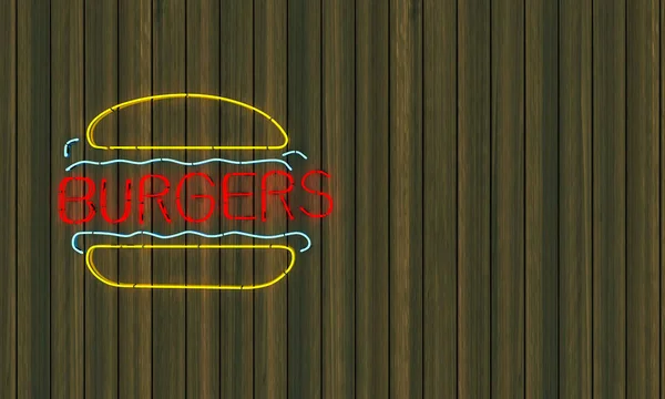 Burgery Neon Sign Może Pomóc Projektach Wysoka Rozdzielczość Realistyczny Obraz — Zdjęcie stockowe