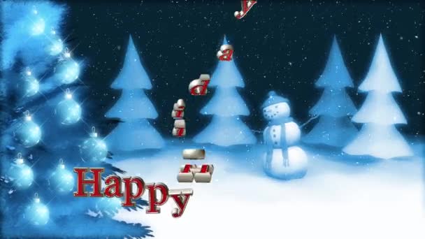 Holiday Snowman Metninin Videosu — Stok video