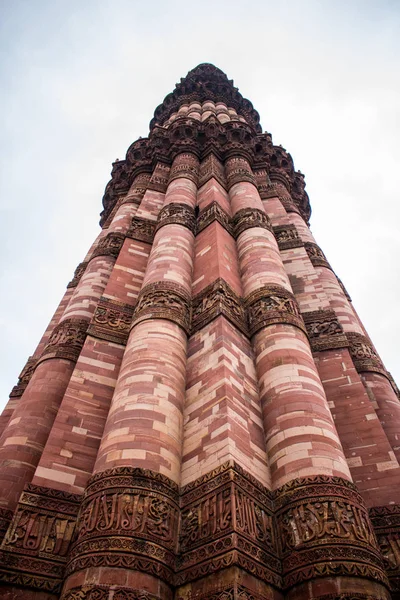 Qutub Minar Tour Conique Mètres Haut Cinq Étages Commencé Construction — Photo