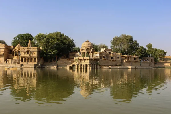 Man Made Vatten Reservoar Gadisar Lake Jaisalmer Konstruerad Den Förste — Stockfoto