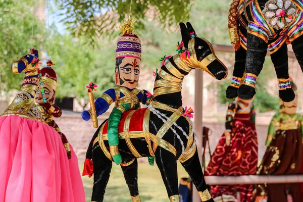 Des Marionnettes Rajasthani Kathputli Ont Été Exposées Sur Une Boutique — Photo