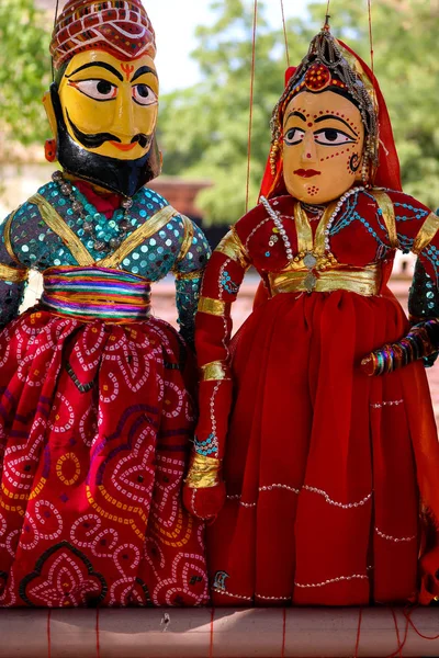 Des Marionnettes Rajasthani Kathputli Ont Été Exposées Sur Une Boutique — Photo