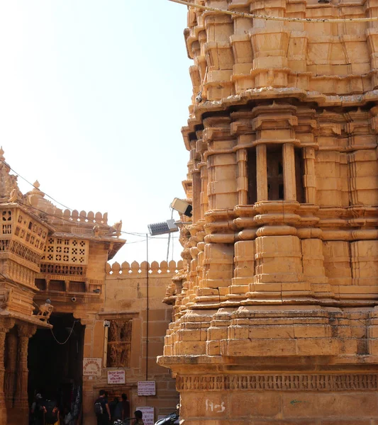 Jaisalmer Rajasthan Inde Octobre 2018 Pilier Temple Jain Intérieur Complexe — Photo